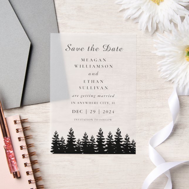 Minimalist Modern Black White Summer WeddingQRCode Vellum Invitations (Wedding)