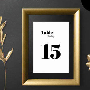 Minimalist Modern Black & White Table Number