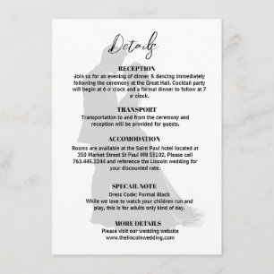 Minimalist Modern Black & White Wedding Details  Enclosure Card