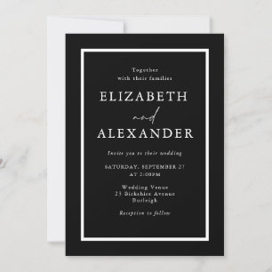 Minimalist Modern Black & White Wedding Invitation