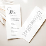 Minimalist Modern Black & White Wedding Program<br><div class="desc">This sleek and timeless design elegantly guides your guests through your special day, striking a harmonious balance between simplicity and sophistication. The classic black and white colour scheme makes it a versatile choice, complementing a wide range of wedding themes. Personalise this program with your unique details, ensuring your guests have...</div>