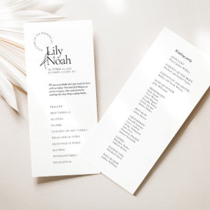 Minimalist Modern Black & White Wedding Program
