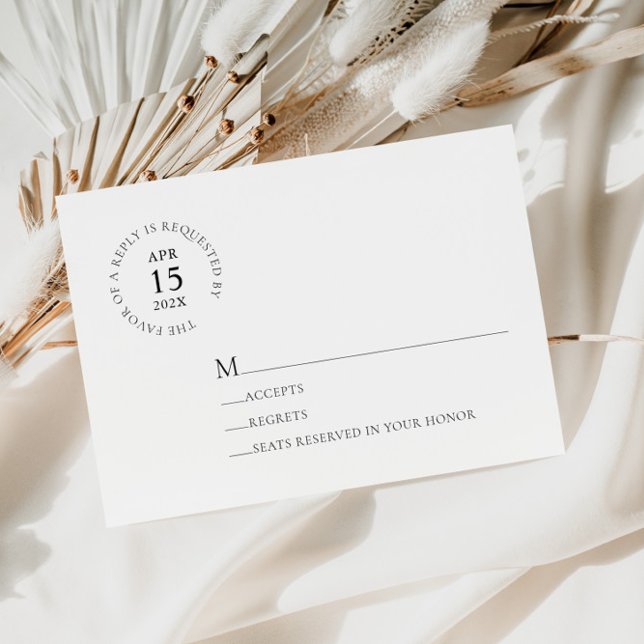 Minimalist Modern Black & White Wedding Rsvp Card (Creator Uploaded)