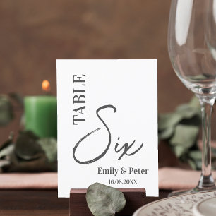 Minimalist Modern Black White Wedding Table Number