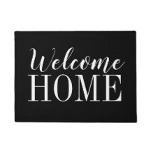 Minimalist modern black & white welcome doormat