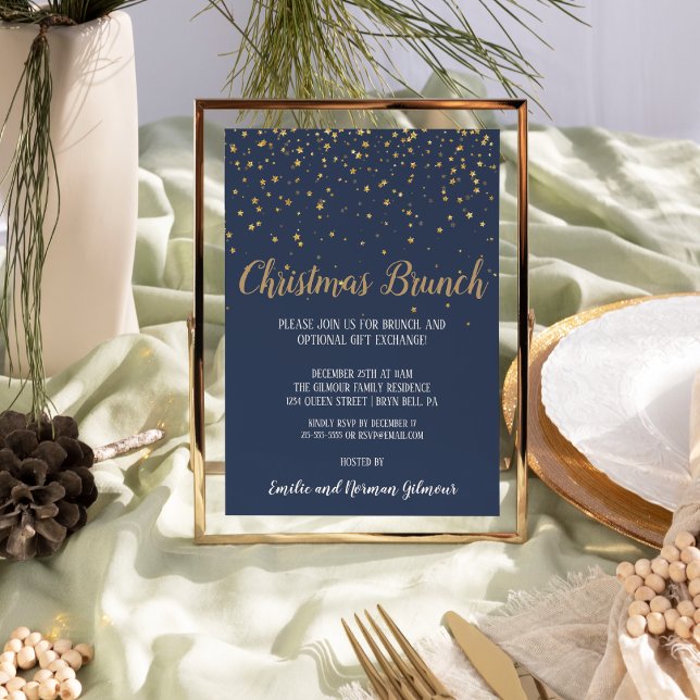 Minimalist Modern Blue Christmas Brunch Gold  (Creator Uploaded)