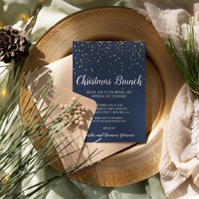 Minimalist Modern Blue Christmas Brunch Invitation (Creator Uploaded)