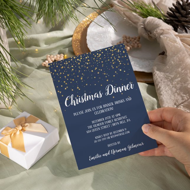 Minimalist Modern Blue Christmas Dinner Invitation (Creator Uploaded)
