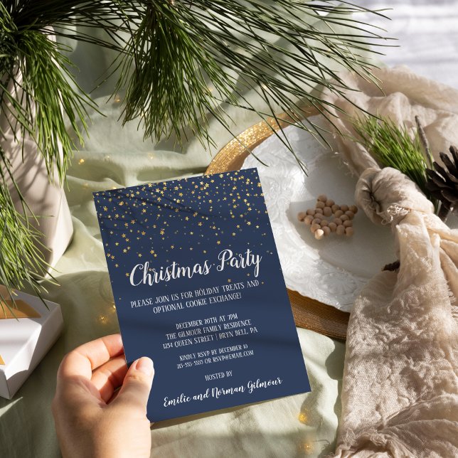 Minimalist Modern Blue Christmas Party Invitation (Creator Uploaded)