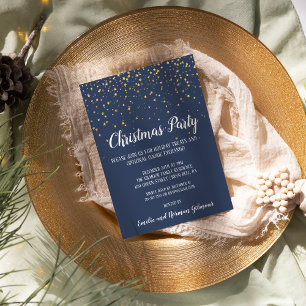 Minimalist Modern Blue Christmas Party Invitation