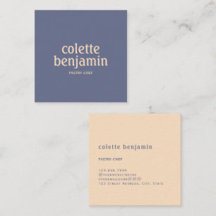 Minimalist Modern Blue-Grey & Pale Peach Square Business Card