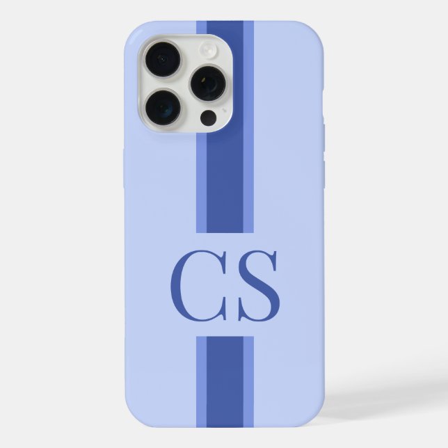 Minimalist Modern Blue Initial Monogram iPhone Case (Back)