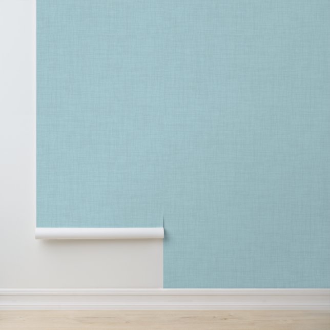 Minimalist Modern Blue Linen Effect Wallpaper (Application)