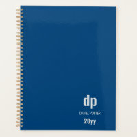 Minimalist Modern Blue Monogrammed Planner