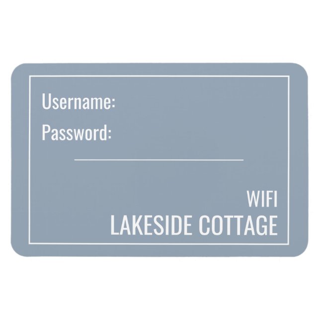 Minimalist Modern Blue Vacation Rental Wifi Magnet (Horizontal)