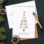 Minimalist Modern Blush Gold Simple Christmas Tree Holiday Postcard<br><div class="desc">Wishing you a minimalist Christmas! 🌟 Send warm wishes with our Modern Blush Faux Gold Christmas Tree Card. Simple elegance for a joyful season. Spread holiday cheer with style! 🎄 #MinimalistHolidayCard #FestiveGreetings</div>