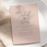 Minimalist Modern Blush Grey Script Wedding Invitation<br><div class="desc">Minimalist Modern Blush and Grey Script Wedding Invitation</div>