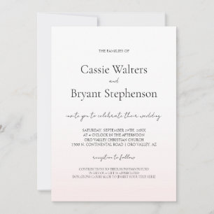Minimalist Modern Blush Pink Fade Chic Wedding Invitation