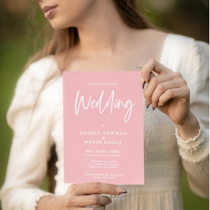 Minimalist Modern Blush Pink QR Code Wedding Invitation