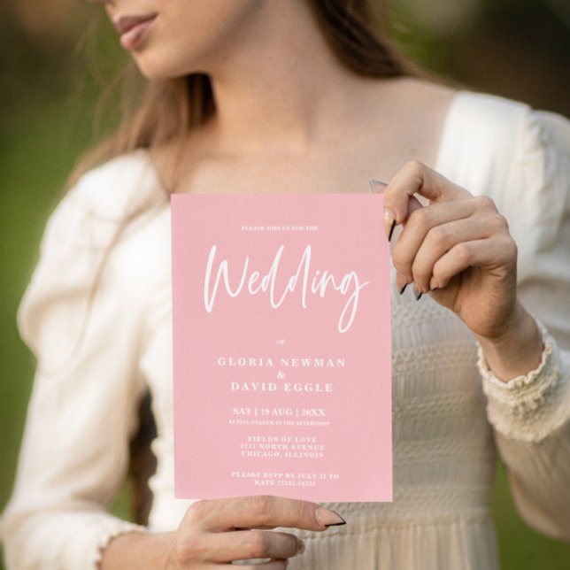 Minimalist Modern Blush Pink QR Code Wedding Invitation (Creator Uploaded)