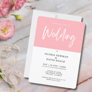 Minimalist Modern Blush Pink QR Code Wedding Invitation