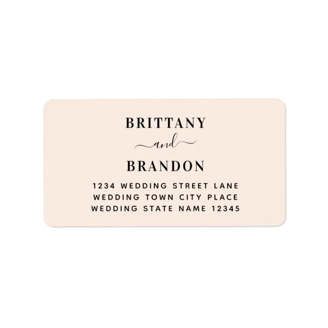 Minimalist Modern Blush Pink Wedding Address Label (Front)