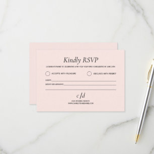 Minimalist modern blush pink wedding  RSVP card
