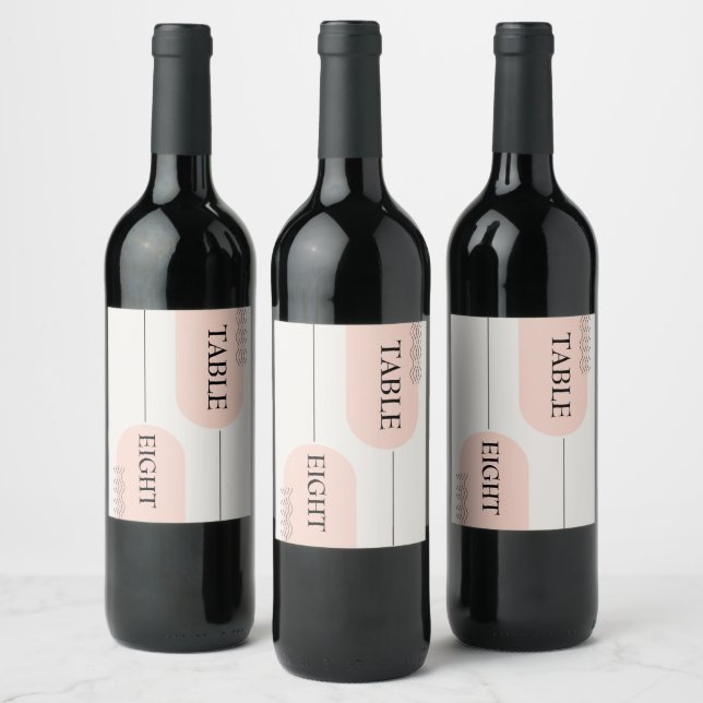 Minimalist & Modern Bohemian Custom Table Numbers  Wine Label (Bottles)