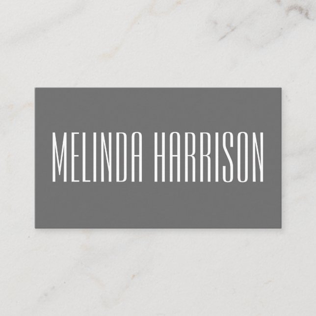 Minimalist modern bold grey business card (Front)