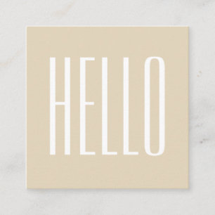 Minimalist modern bold hello beige business card