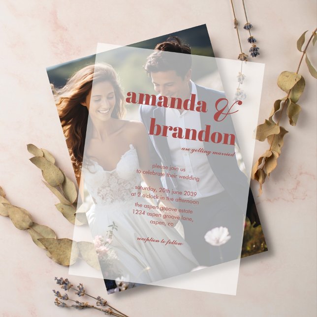 Minimalist Modern Bold Script Wedding Vellum Invitations (Creator Uploaded)