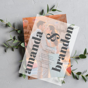 Minimalist Modern Bold Script Wedding Vellum Invitations