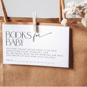 Minimalist Modern Books for Baby Shower Enclosure Card