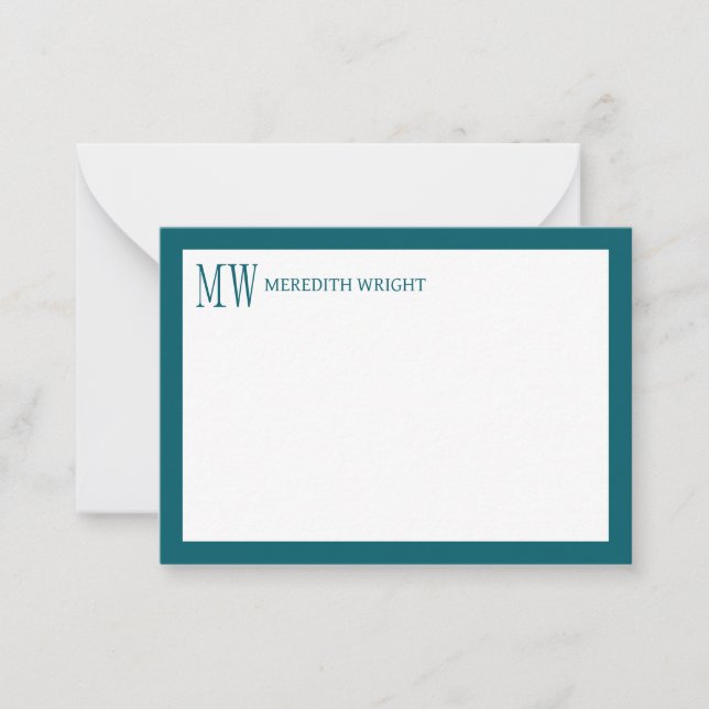 Minimalist Modern Border Monogram Card (Front)