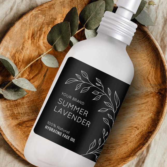 Minimalist Modern Botanical Black Room Spray Label (Creator Uploaded)