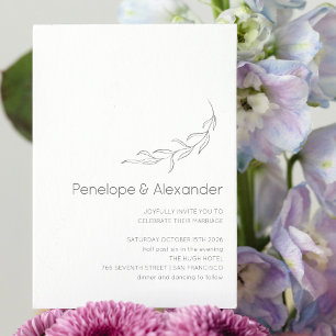 Minimalist Modern Botanical Drawing Chic Wedding Invitation
