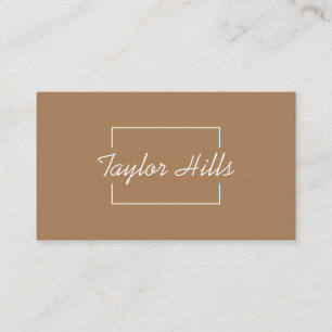 Minimalist Modern Box Line Frame Brown Business Card