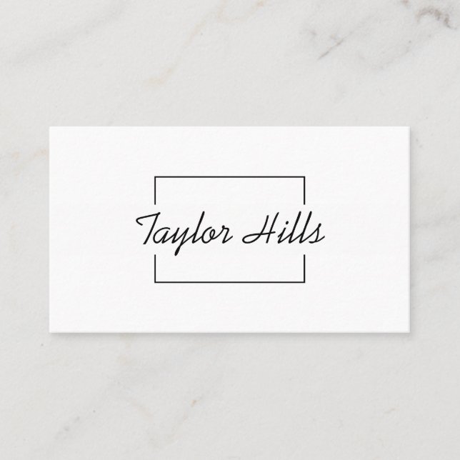 Minimalist Modern Box Line Frame Monochrome Business Card (Front)