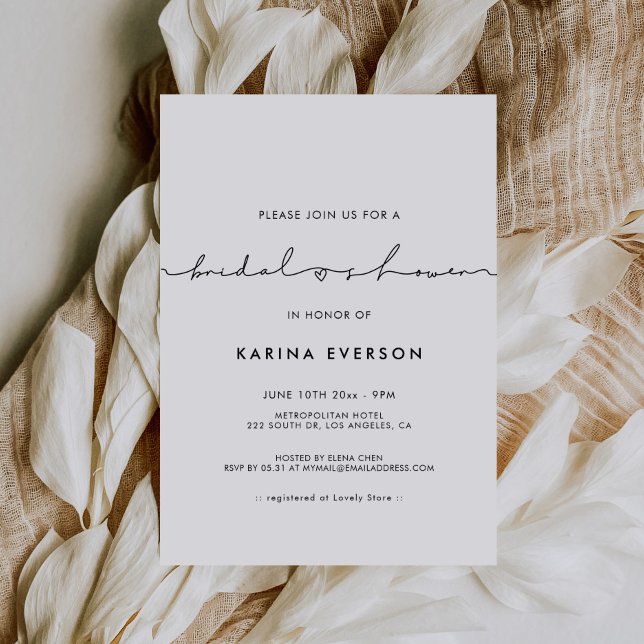 Minimalist modern Bridal shower Invitatation Postcard (Creator Uploaded)