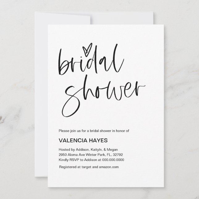 Minimalist Modern Bridal Shower Invitation   (Front)