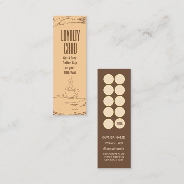 Minimalist Modern Brown Coffee Shop Loyalty Card (Front/Back)