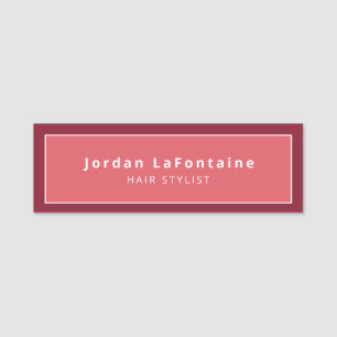 Minimalist Modern Burgendy and Pink Name Tag