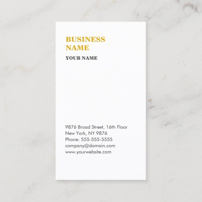 Minimalist modern business card white and gold (Front)