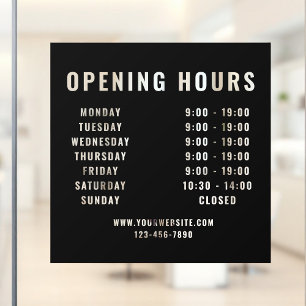 Minimalist Modern Business Opening Hours Black