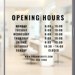 Minimalist Modern Business Opening Hours Black