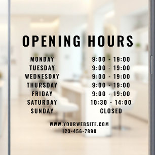 Minimalist Modern Business Opening Hours Black
