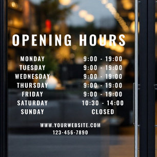 Minimalist Modern Business Opening Hours White