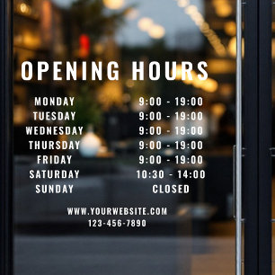 Minimalist Modern Business Opening Hours White