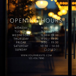 Minimalist Modern Business Opening Hours White