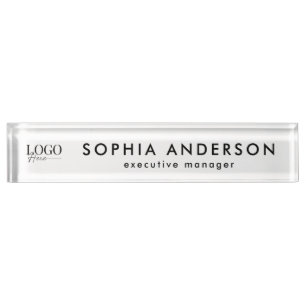 Minimalist Modern Business Your Logo Here Employee Nameplate